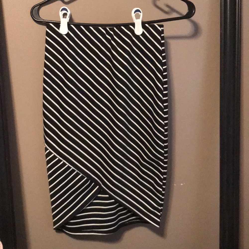 Black and White Striped Skirt